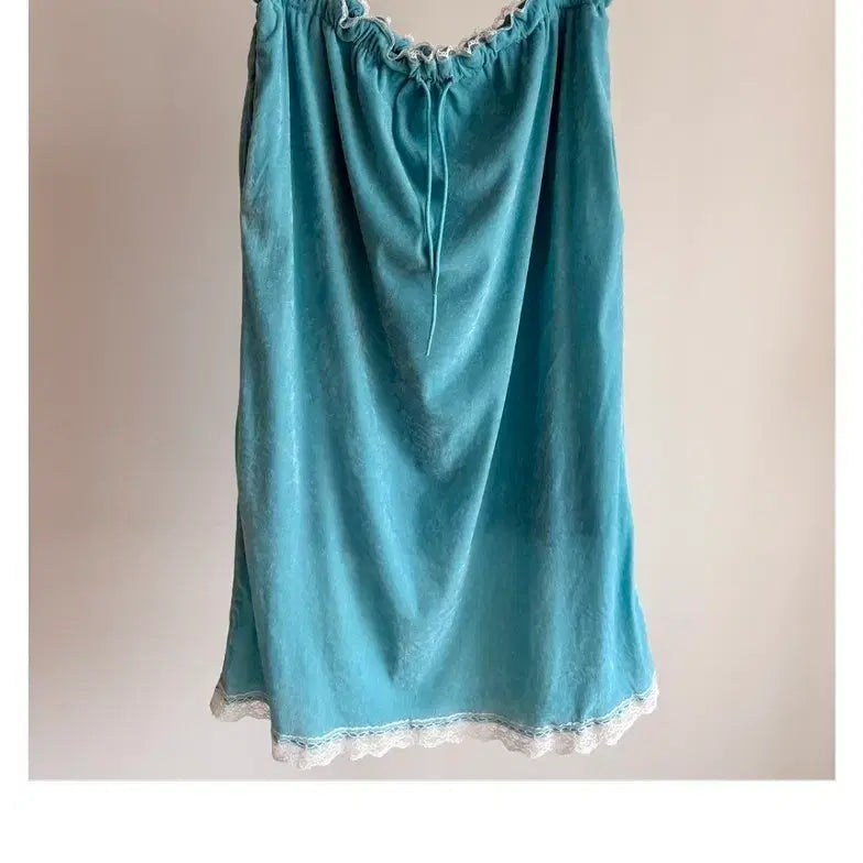 [BUNJANG] Sky Blue A-Line Skirt with Adjustable Waist Tie / 스커트