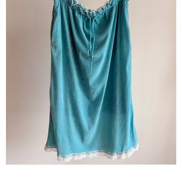 [BUNJANG] Sky Blue A-Line Skirt with Adjustable Waist Tie / 스커트