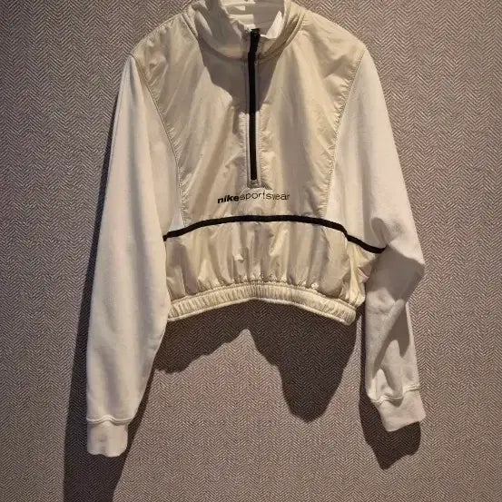 [BUNJANG] Nike Sportswear Cropped Half-Zip Sweatshirt Ivory / 나이키 스포츠웨어 크롭 맨투맨 아이보리