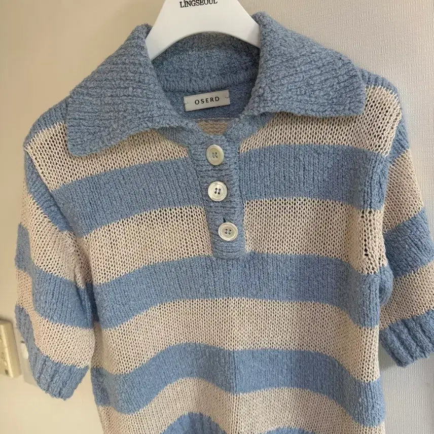 [BUNJANG] OSERD Striped Short Sleeve Knit T-Shirt / 오제드(oserd)반팔