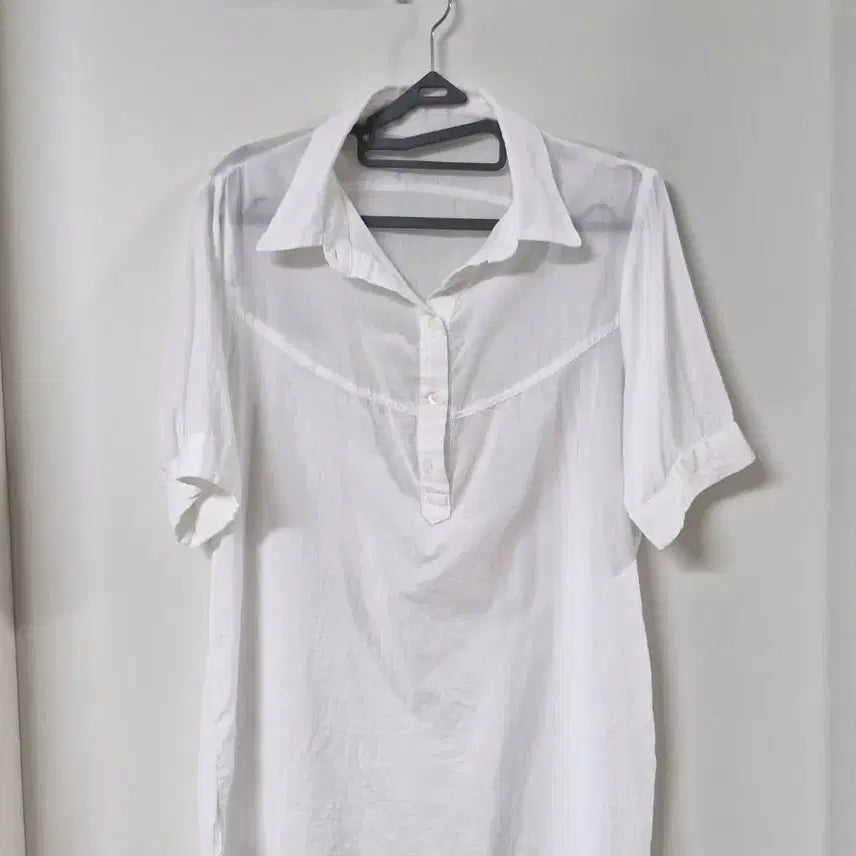 [BUNJANG] White Cotton Shirt 55 / 반팔 셔츠 면남방 화이트 55
