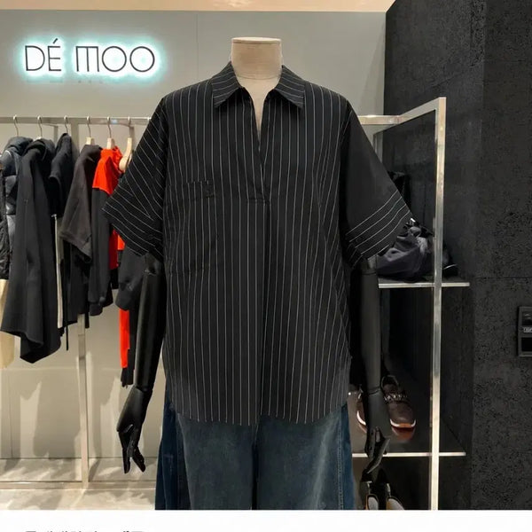 [BUNJANG] DEMOO 23SS Stripe Color Block Shirt / 23SS 데무 DEMOO 스트라이프 배색 셔츠