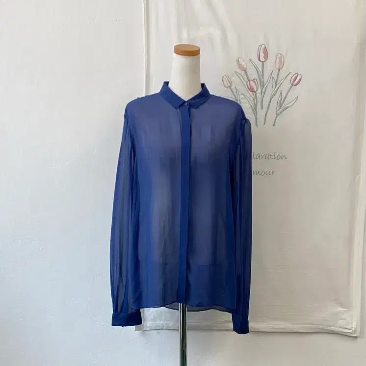 [BUNJANG] 100% Silk See-Through Chiffon Shirt / 실크 100% 시스루 쉬폰 셔츠 305
