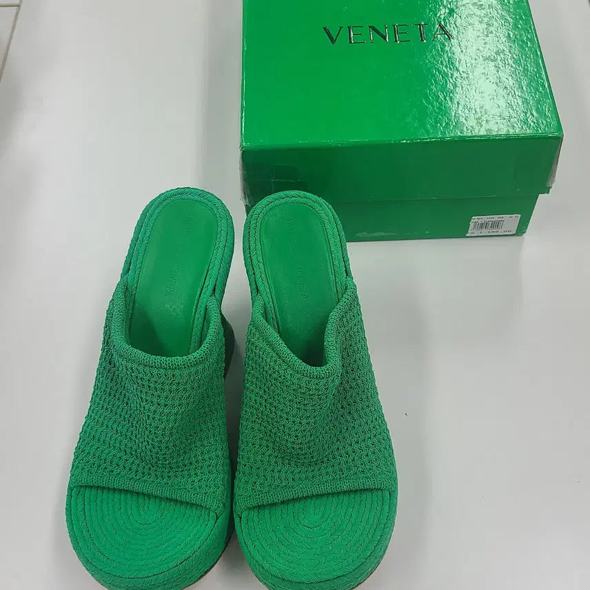 [BUNJANG] Bottega Veneta Cotton Sandals Green Size 39 / 보테가 베네타 코튼 샌들 사이즈39 그린