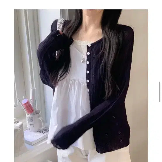 [BUNJANG] Amoroso Rose Summer Long Sleeve Cardigan / 아모로소 로즈 여름 긴팔 가디건 여름 가디건