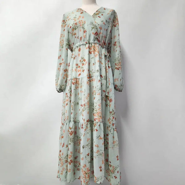 [BUNJANG] Morris Coming Home Flower Chiffon Long Dress / [새상품] 모리스커밍홈 플라워 쉬폰 롱 원피스 FREE