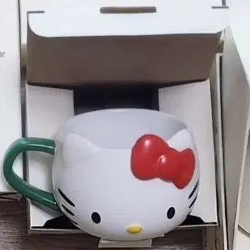 [BUNJANG] Starbucks Hello Kitty Ceramic Mug - Kitty Face Design / 스타벅스 헬로 키티 세라믹 머그 키티 얼굴 머리 새상품 박스포함