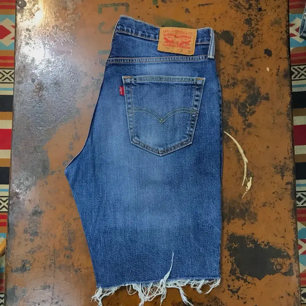 [BUNJANG] Levi's 541 Medium Blue Washed Denim Shorts - Waist 34 / 리바이스 541 진중청 워시드 데님 숏 팬츠 반바지 허리 34 사이즈