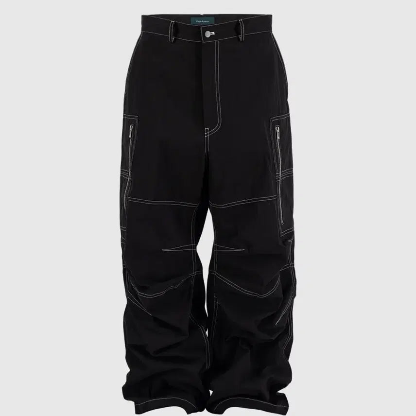 [BUNJANG] Under My Car 25FW Stitched Wide Cargo Pants Black / 언더마이카 25fw 스티치드 와이드 카고 블랙 1