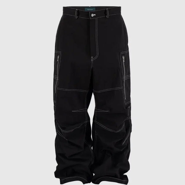 [BUNJANG] Under My Car 25FW Stitched Wide Cargo Pants Black / 언더마이카 25fw 스티치드 와이드 카고 블랙 1