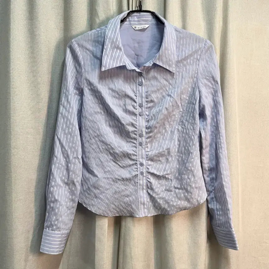 [BUNJANG] M IT MICHAA Summer Rayon Long Sleeve Short Blouse / M 잇미샤 여름 레이온 긴팔 숏 셔츠 블라우스
