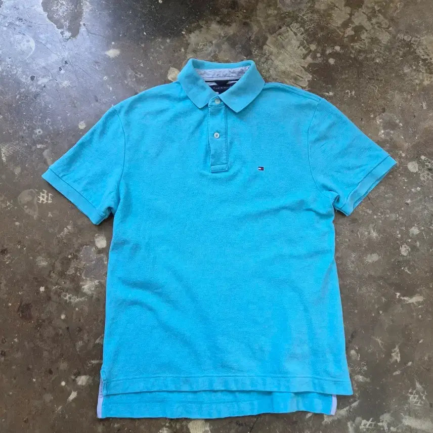 [BUNJANG] Tommy Hilfiger Sky Blue Short Sleeve Polo T-Shirt / S) 타미힐피거 스카이 블루 컬러 반팔 카라티 카라 티셔츠