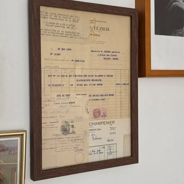 [BUNJANG] French Vintage Receipt Frame A4 Size / 프랑스 빈티지소품 빈티지영수증액자 빈티지영수증 유럽엔틱소품