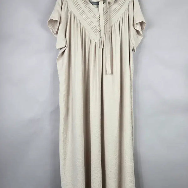 [BUNJANG] Women's Linen-Feel Pintuck Pleat Long Dress / [무료배송]여성 F 오버핏 린넨 느낌 핀턱 주름 롱 원피스