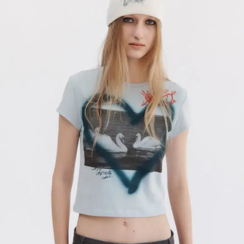 [BUNJANG] TheOpen Product Love Baby Blue Short Sleeve T-Shirt / 더오픈프로덕트 love baby 블루 반팔