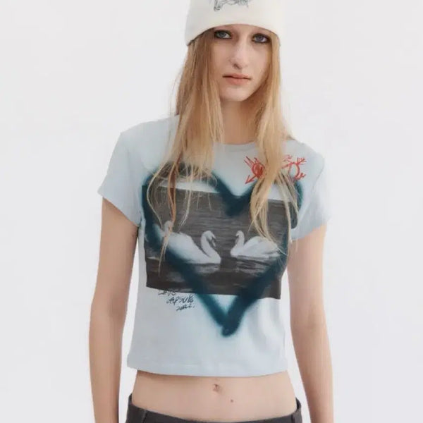 [BUNJANG] TheOpen Product Love Baby Blue Short Sleeve T-Shirt / 더오픈프로덕트 love baby 블루 반팔