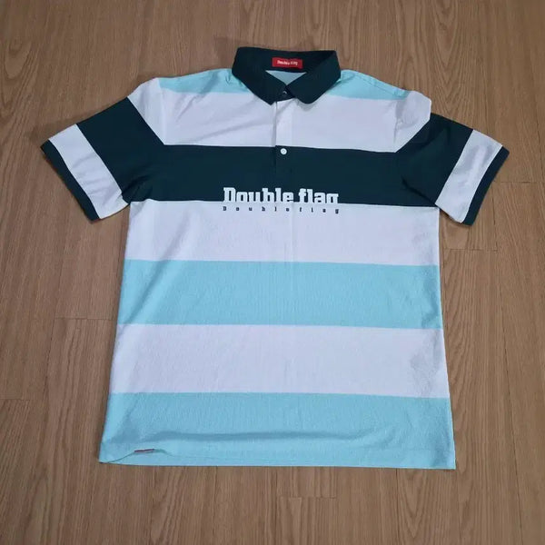 [BUNJANG] Double Flag Stripe Collar Short Sleeve T-Shirt / 더블 플래그 스트라이프 카라 반팔 티셔츠 골프
