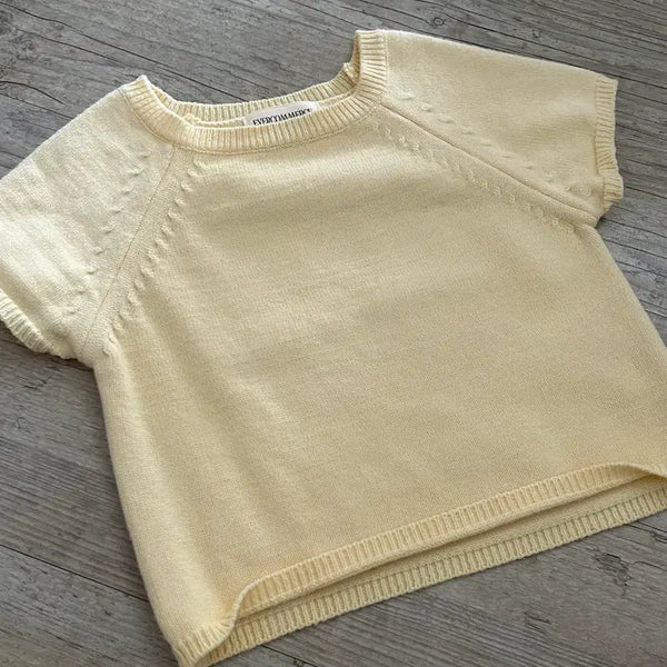 [BUNJANG] Knit Cropped Short Sleeve T-Shirt (Yellow) / 니트 크롭 반팔(옐로우)