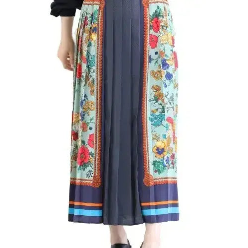 [BUNJANG] MUVEIL Flower Print Pleated Long Skirt / 뮤베일 플라워 프린트 플리츠 롱스커트 38사이즈