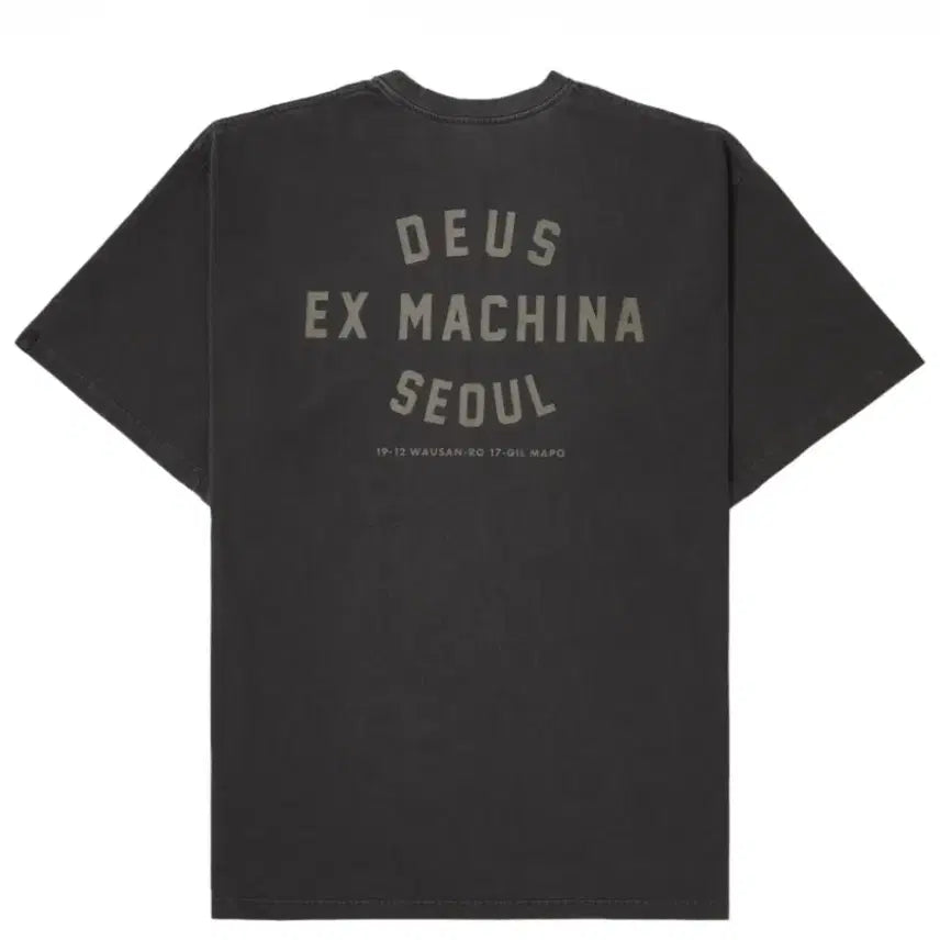 [BUNJANG] Deus Ex Machina Washed Seoul Logo T-Shirt Charcoal Black L / 데우스 반팔 L 워시드 차콜 블랙 L