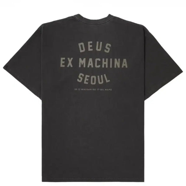[BUNJANG] Deus Ex Machina Washed Seoul Logo T-Shirt Charcoal Black L / 데우스 반팔 L 워시드 차콜 블랙 L