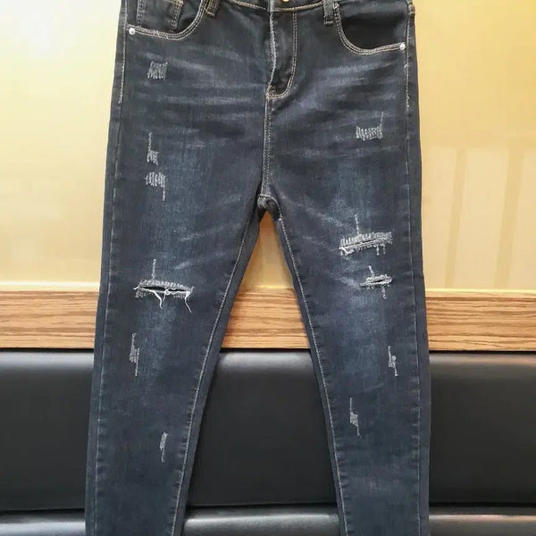 [BUNJANG] Women's Distressed Cut-off Rolled-up Jeans / 청바지 여성 데미지 컷팅 롤업