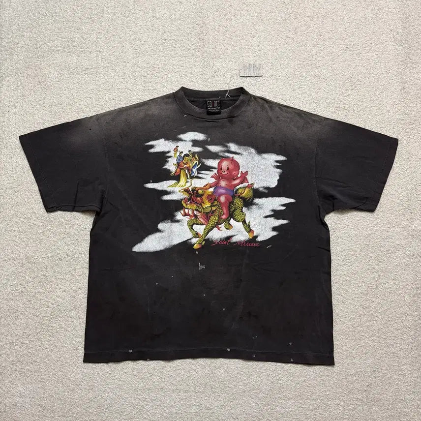 [BUNJANG] Saint Michael Distressed T-Shirt 2XL / [2XL] 세인트미카엘 데미지드 티셔츠