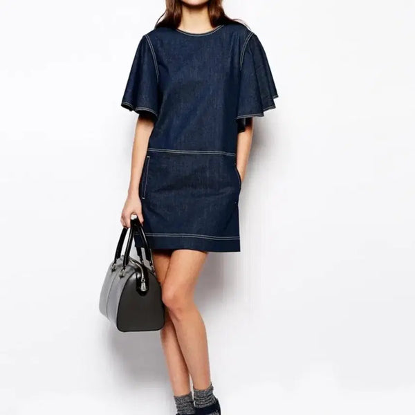 [BUNJANG] See By Chloé Cape Sleeve Denim Dress / 씨바이끌로에 케이프 슬리브 데님 원피스