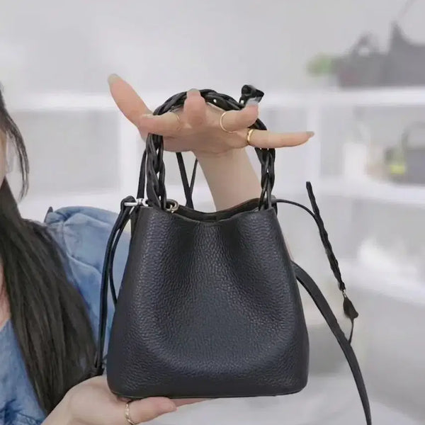 [BUNJANG] Black Leather Bucket Bag / (새상품) 소가죽 블랙 버킷백
