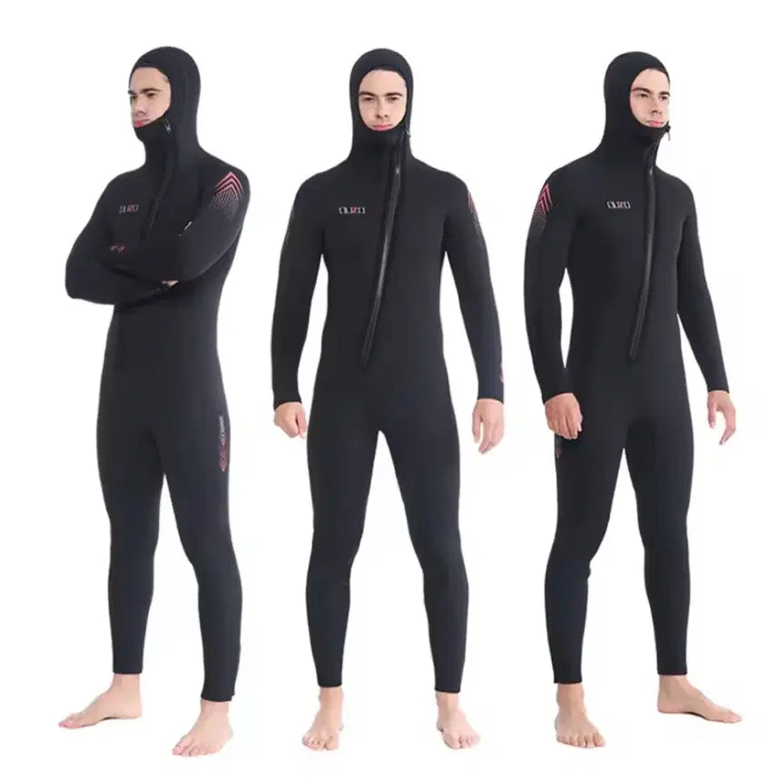 [BUNJANG] OUZO 7mm Hooded Wetsuit Bundle with Gloves and Socks / OUZO 후드 다이빙복 7mm 블랙  장갑 양말 일괄 새상품
