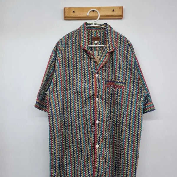 [BUNJANG] Missoni Chain Pattern Pajama Short Sleeve Shirt M / 미쏘니 체인 패턴 파자마 반팔 셔츠