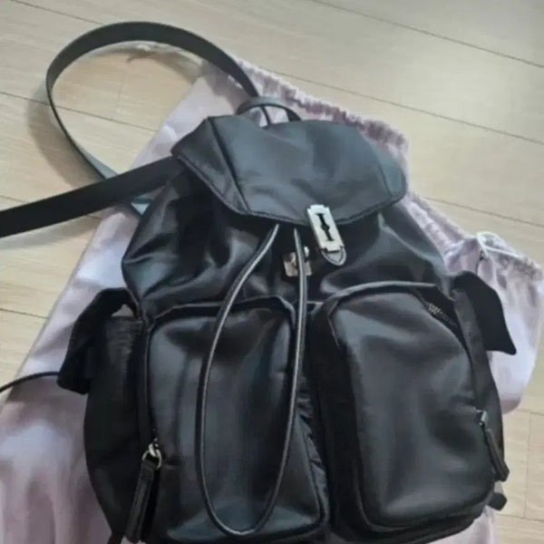 [BUNJANG] Vunque Hey Double Pocket Backpack M Black / 분크가방