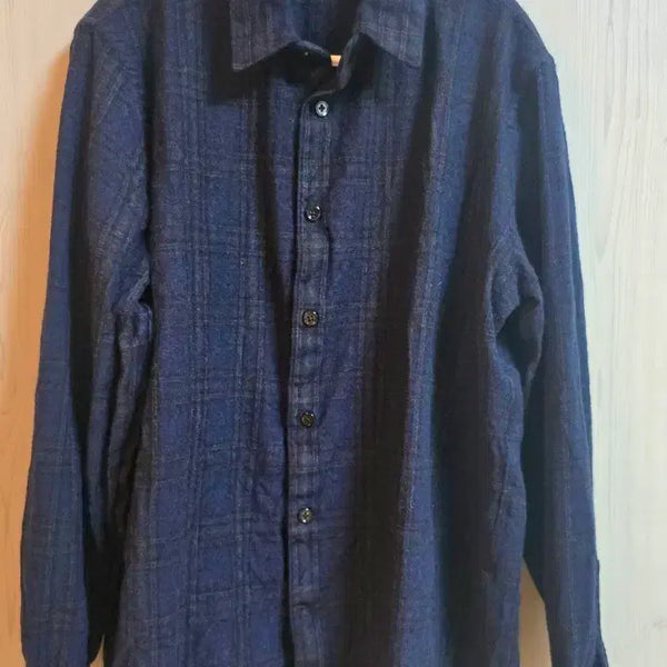 [BUNJANG] Theory Men's Check Pattern Shirt M Navy / 띠어리 셔츠 남성 체크 M