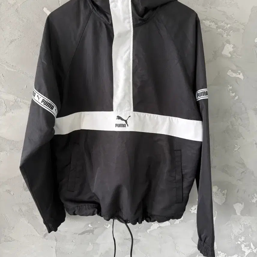 [BUNJANG] Puma XTG Anorak Hoodie Windbreaker (L, Black/White) / 푸마 바람막이 아노락 후드티 검흰 L