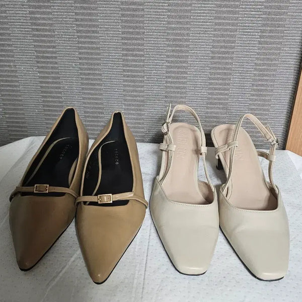 [BUNJANG] Beige Strap Heels & Mules Set / 베이지 스트랩 힐 &스트랩 뮬 5cm 230 일괄판매