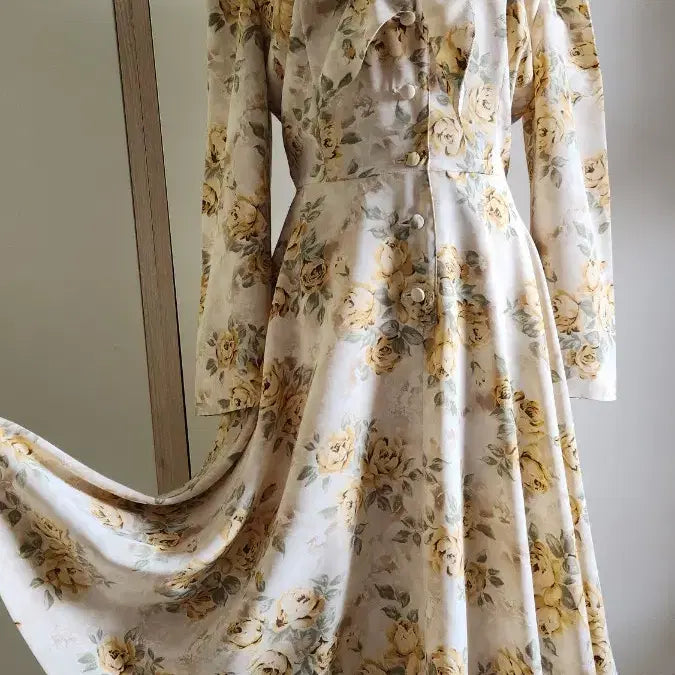 [BUNJANG] Japanese Vintage Floral Pattern Midi Dress / 일본빈티지플로럴 패턴 원피스