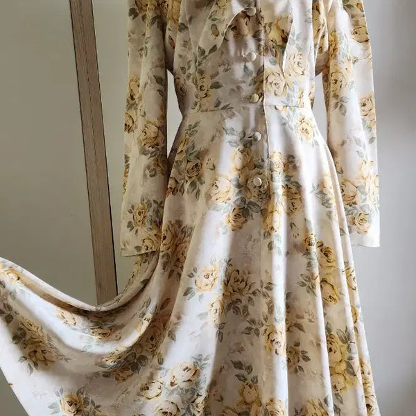 [BUNJANG] Japanese Vintage Floral Pattern Midi Dress / 일본빈티지플로럴 패턴 원피스