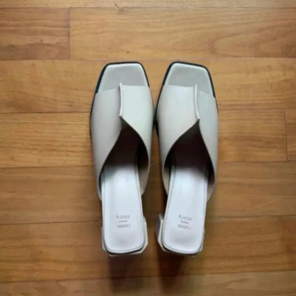[BUNJANG] CADEAU Story Beige Heel Mules (Size 250) / 뮬 슬리퍼