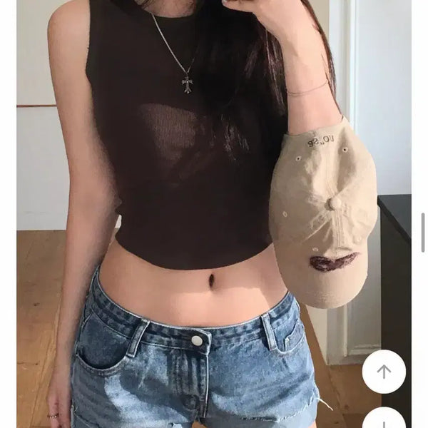 [BUNJANG] Obderlogy Brown Ribbed Tank Top / 오브더로지 브라운나시