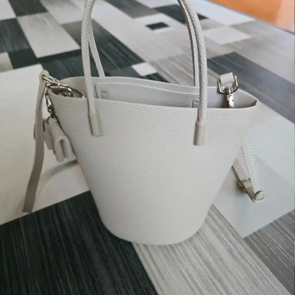 [BUNJANG] Ivory Leather Drawstring Mini Shoulder Bag / 미니 숄더백