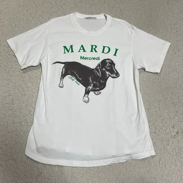[BUNJANG] Mardi Mercredi Dachshund Printing Short Sleeve T-shirt / 마르디 메크르디 반팔티 닥스훈트 프린팅