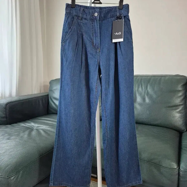 [BUNJANG] The Edge Pintuck Airy Denim Pants (Size 44) / 더엣지 핀턱 에어리 데님 44 미착용