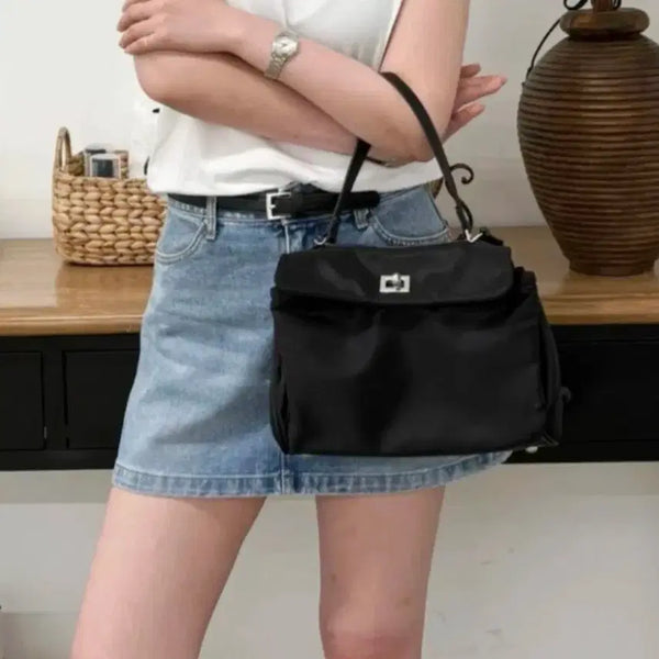 [BUNJANG] Black Shopper Bag (Prada Fabric) / 쇼퍼백