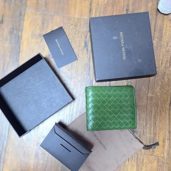 [BUNJANG] Bottega Veneta Green Intrecciato Bi-Fold Wallet / 정품 보테가베네타 그린 지갑