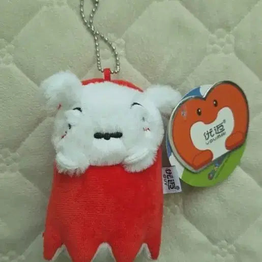 [BUNJANG] Sausage White Dog Plush Keychain / 소세지 흰둥이 인형 키링
