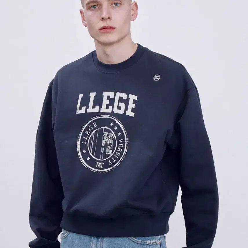 [BUNJANG] Recto Llege Logo Sweatshirt Navy / 렉토 llege 네이비 맨투맨