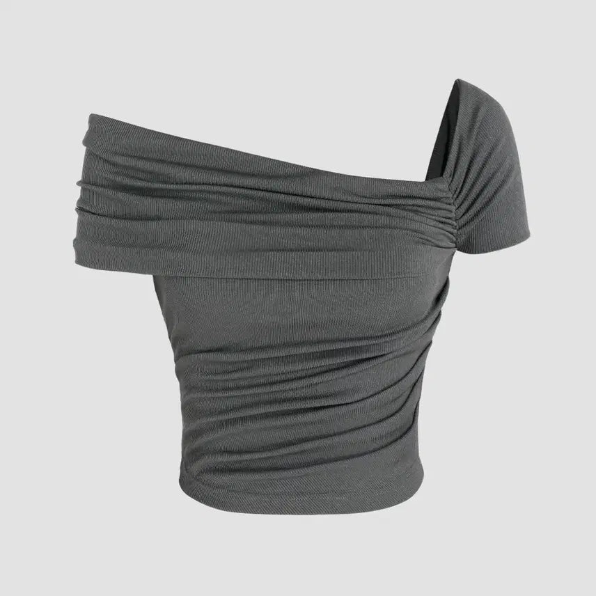 [BUNJANG] Shop Cider Crop Off-Shoulder Gray XXS / (새상품 택O) 샵사이다 크롭 오프숄더 그레이 xxs
