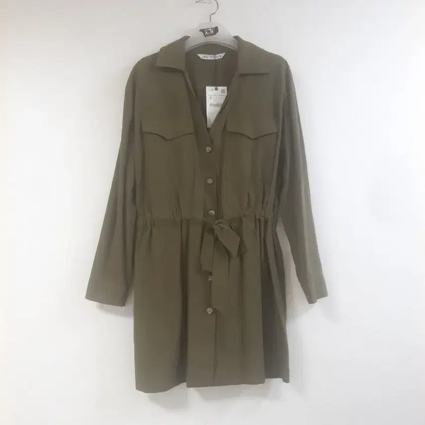 [BUNJANG] ZARA Khaki Mini Shirt Dress EUR S / (새상품)자라(ZARA) 카키 미니 셔츠원피스