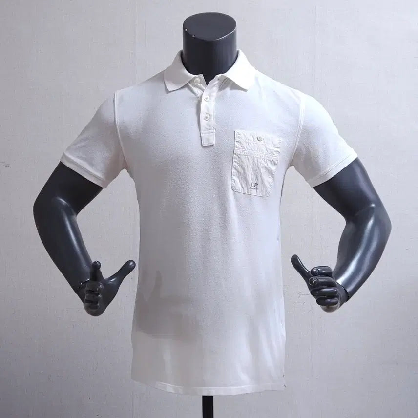 [BUNJANG] CP Company Short Sleeve Polo Shirt White / CP 씨피컴퍼니 반팔 카라티 화이트 95