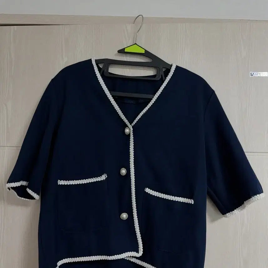 [BUNJANG] Navy Short Jacket Blouse / 여름 숏자켓 네이비 블라우스